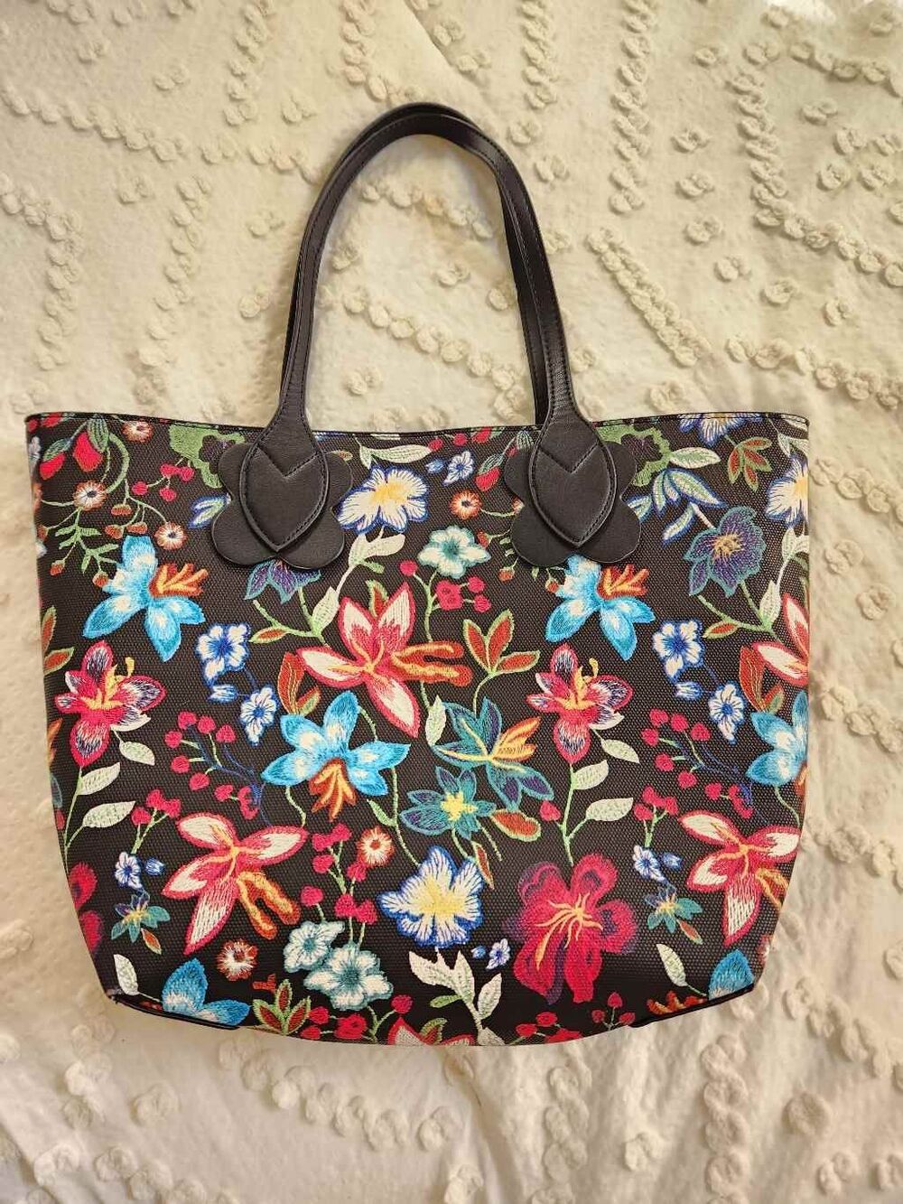 Mellow World floral imitation embroidery stitch shoulder bag purse medium Easy c